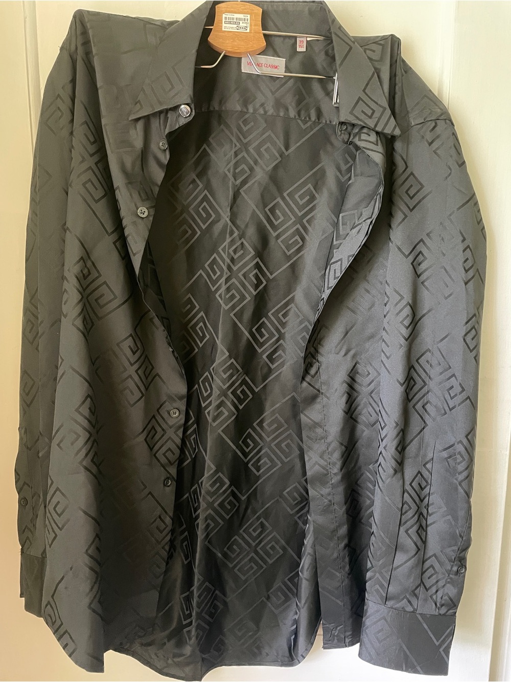Men's Versace Classic Black Patterned Button-Up Shirt Jacket